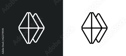 polygonal rhomb outline icon in white and black colors. polygonal rhomb flat vector icon from geometry collection for web, mobile apps and ui.