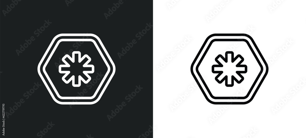 asterisk outline icon in white and black colors. asterisk flat vector icon from geometry collection for web, mobile apps and ui.