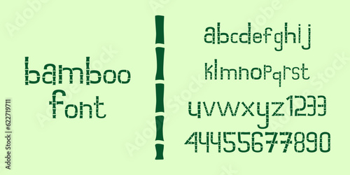 Illustration of bamboo font letters and alphabet for design, logo, business, and more