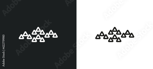 triangular shapes forming waves outline icon in white and black colors. triangular shapes forming waves flat vector icon from geometry collection for web  mobile apps and ui.