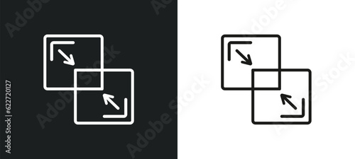 merge outline icon in white and black colors. merge flat vector icon from geometric figure collection for web, mobile apps and ui.
