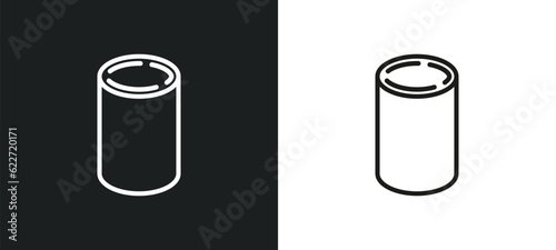 cylinder outline icon in white and black colors. cylinder flat vector icon from geometric figure collection for web, mobile apps and ui.
