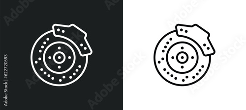 disk brake outline icon in white and black colors. disk brake flat vector icon from general collection for web, mobile apps and ui.