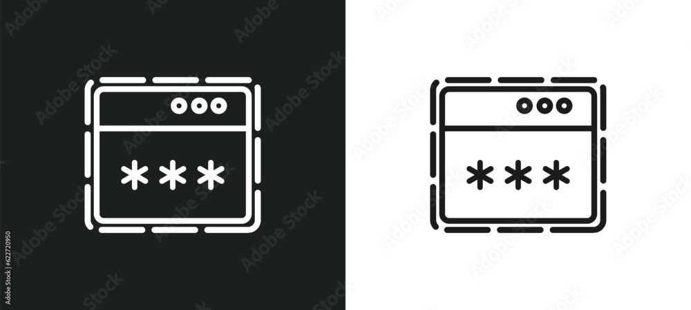 password phishing outline icon in white and black colors. password phishing flat vector icon from general collection for web, mobile apps and ui.