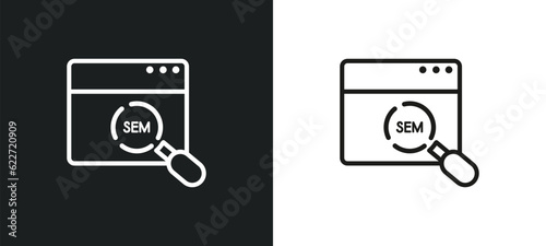 sem outline icon in white and black colors. sem flat vector icon from general collection for web, mobile apps and ui.