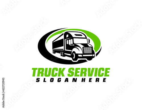 Trucking company logo. Bold badge emblem logo concept. Ready made logo template set vector isolated