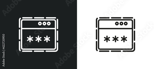 password phishing outline icon in white and black colors. password phishing flat vector icon from general collection for web, mobile apps and ui.
