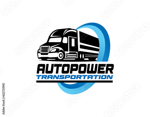 Trucking company logo. Bold badge emblem logo concept. Ready made logo template set vector isolated