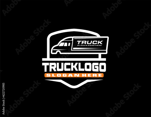 Trucking company logo. Bold badge emblem logo concept. Ready made logo template set vector isolated