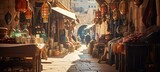 vintage bazaar street at noon time, Generative Ai