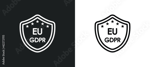 eu outline icon in white and black colors. eu flat vector icon from gdpr collection for web, mobile apps and ui.