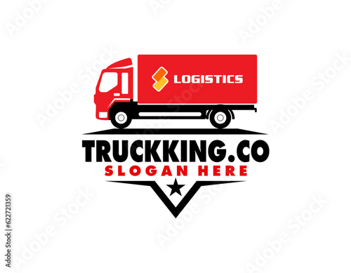  trucking company logo. Bold badge emblem logo concept. Ready made logo template set vector isolated