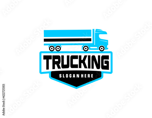  trucking company logo. Bold badge emblem logo concept. Ready made logo template set vector isolated