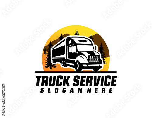  trucking company logo. Bold badge emblem logo concept. Ready made logo template set vector isolated