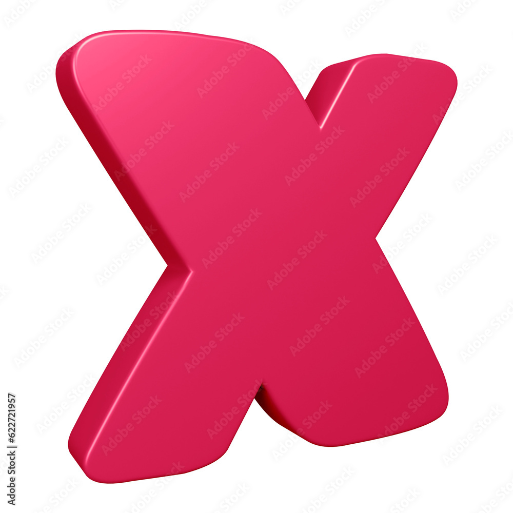3D pink alphabet letter x for education and text concept 3D pink alphabet letter x for education and text concept