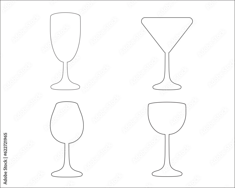 vector of four different glasses all of them have no contents