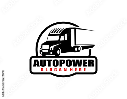 Trucking company logo. Bold badge emblem logo concept. Ready made logo template set vector isolated