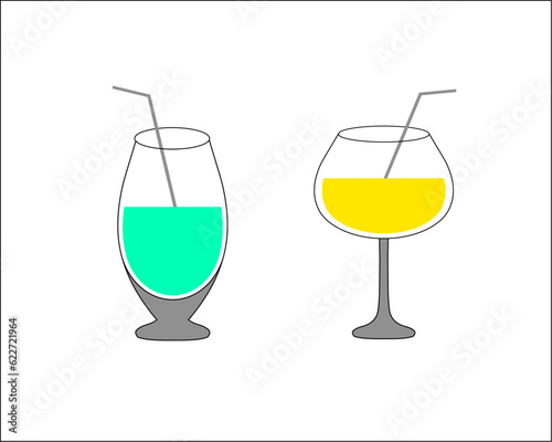 vector of two different glasses and they both contain different drinks