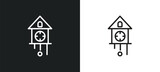 cuckoo clock outline icon in white and black colors. cuckoo clock flat vector icon from furniture & household collection for web, mobile apps and ui.