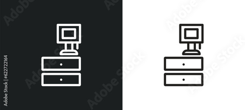 night stand outline icon in white and black colors. night stand flat vector icon from furniture & household collection for web, mobile apps and ui.