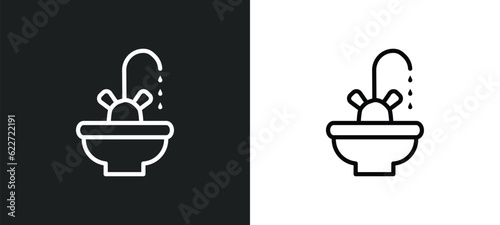 kitchen sink outline icon in white and black colors. kitchen sink flat vector icon from furniture collection for web, mobile apps and ui.