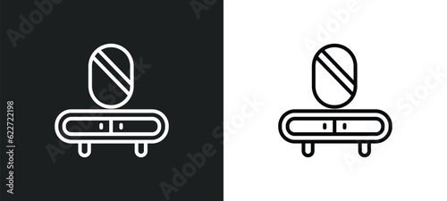 dresser outline icon in white and black colors. dresser flat vector icon from furniture collection for web, mobile apps and ui.