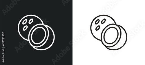 coconut outline icon in white and black colors. coconut flat vector icon from fruits collection for web, mobile apps and ui.