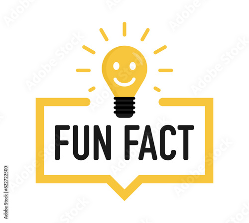 Fun fact icon. Concept did you know with light bulb and smiley. Trendy modern logo, design element. Modern symbol of fun facts. Vector illustration