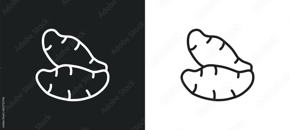sweet potato outline icon in white and black colors. sweet potato flat ...
