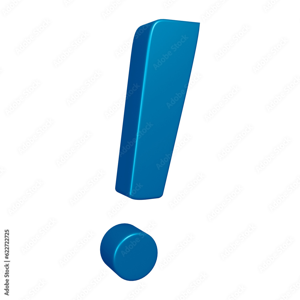 3D blue exclamation mark symbol or icon design 3D blue exclamation mark symbol or icon design