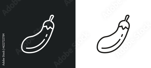 aubergine outline icon in white and black colors. aubergine flat vector icon from fruits and vegetables collection for web, mobile apps and ui.