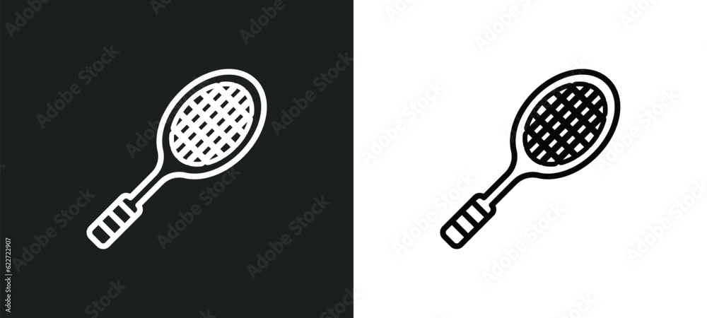 © Digital Bazaar - tennis racket outline icon in white and black colors. tennis racket flat vector icon from free time collection for web, mobile apps and ui.