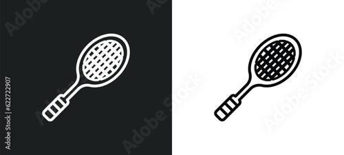 tennis racket outline icon in white and black colors. tennis racket flat vector icon from free time collection for web, mobile apps and ui.