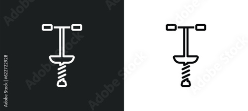 pogo stick outline icon in white and black colors. pogo stick flat vector icon from free time collection for web, mobile apps and ui. photo