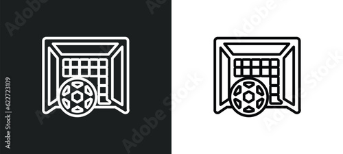 soccer goal outline icon in white and black colors. soccer goal flat vector icon from football collection for web, mobile apps and ui.