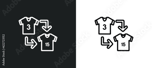 player substitution outline icon in white and black colors. player substitution flat vector icon from football collection for web, mobile apps and ui.