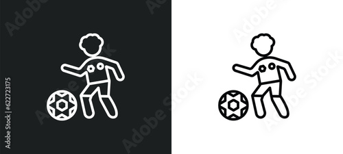 soccer player outline icon in white and black colors. soccer player flat vector icon from football collection for web, mobile apps and ui.