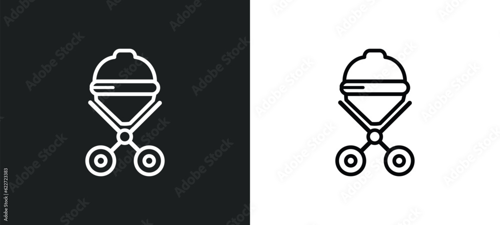 closed barbacue outline icon in white and black colors. closed barbacue flat vector icon from food collection for web, mobile apps and ui.