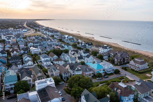 Aerial View of the East Beach Neighborhood in Oceanview Norfolk Virginia Looking Towards the Chesapeake Bay photo