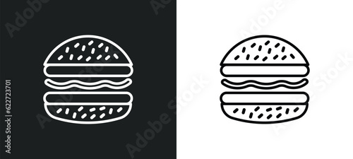 double burger outline icon in white and black colors. double burger flat vector icon from food collection for web, mobile apps and ui.