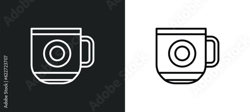 warm black mug outline icon in white and black colors. warm black mug flat vector icon from food collection for web, mobile apps and ui.