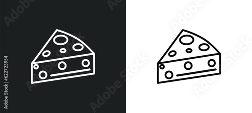 cheese wedge outline icon in white and black colors. cheese wedge flat vector icon from food collection for web, mobile apps and ui.