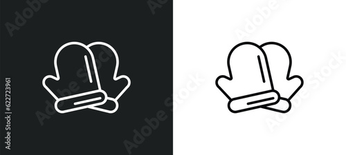 cooking mitts outline icon in white and black colors. cooking mitts flat vector icon from food collection for web, mobile apps and ui.