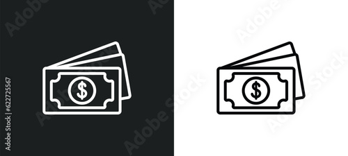 cash outline icon in white and black colors. cash flat vector icon from fast food collection for web, mobile apps and ui.