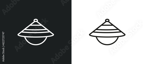 samurai japanese hat outline icon in white and black colors. samurai japanese hat flat vector icon from fashion collection for web, mobile apps and ui.