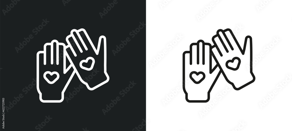 Obraz premium pair of gloves outline icon in white and black colors. pair of gloves flat vector icon from fashion collection for web, mobile apps and ui.