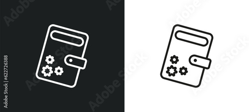 female wallet outline icon in white and black colors. female wallet flat vector icon from fashion collection for web, mobile apps and ui.