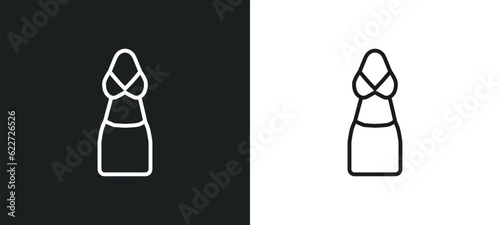 sexy feminine dress in black outline icon in white and black colors. sexy feminine dress in black flat vector icon from fashion collection for web, mobile apps and ui.