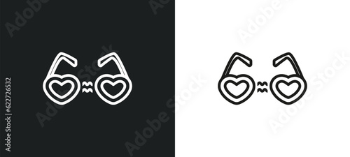 heart eyeglasses outline icon in white and black colors. heart eyeglasses flat vector icon from fashion collection for web, mobile apps and ui.