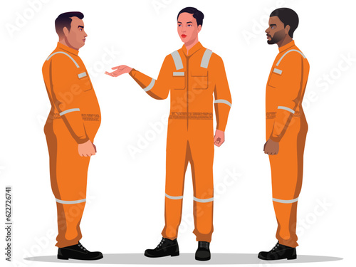 manager training leading corporate meeting with diverse employees vector character illustation